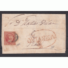 Historia Postal - España 1853 Edifil 17 De la Vega a Reus Marca prefilatélica de ONTANEDA