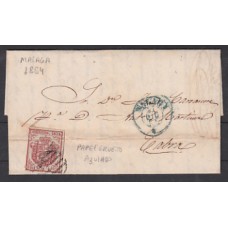 Historia Postal - España 1854 Edifil 33A Dirigida de Malaga a Cabra