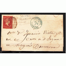 Historia Postal - España 1855 Edifil 44 Tarrasa a Barcelona - Sello barnizado para poderlo lavar - fraude al correo