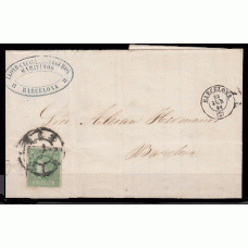Historia Postal - España 1860 Edifil 51 Correo interior de Barcelona