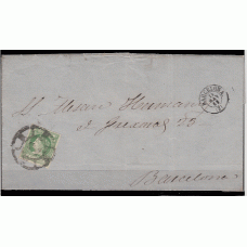 Historia Postal - España 1860 Edifil 51 Matasellos RC nº 2 (Barcelona)