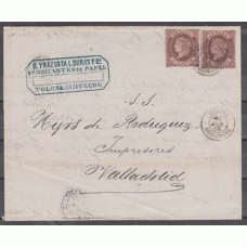 Historia Postal - España 1862 Edifil 58(2)  Dirigida a Valladolid con Mtº fechador Tolosa (Guipuzcoa) con marca comercial