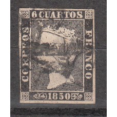 España Clásicos 1850 Edifil 1 Usado - Matasello AS negro de Barcelona, Certificado Comex- Bonito
