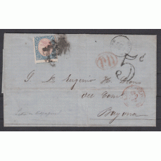 Historia Postal - España 1865 Edifil 76  Madrid a Lyon con marca de porteo 5