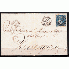 Historia Postal - España 1866 Edifil 82  Envuelta de Plasencia a Burdeos 23-octubre-1866, Marcas RC fechador  Plasencia ambulante.