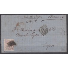 Historia Postal - España 1873 Edifil 136  Barcelona a Lyon
