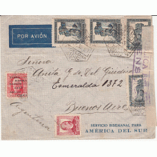Historia Postal - España 1932 Edifil 673-385-741 Correo aéreo de Barcelona a Buenos Aíres con censura Republica Española