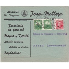 Historia Postal - España 1933 Edifil 682(2)-687  Carta comercial a Praha (Checoslovaquia)