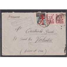 Historia Postal - España 1937 Edifil 822(2)-840  Zaragoza a Valenton (Francia), censura militar Zaragoza