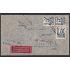 Historia Postal - España 1937 Edifil 825(3)  Urgente Las Palmas a Zurich via aérea y censura militar