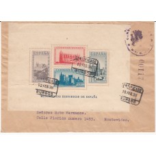 Historia Postal - España 1938 Edifil 847  Circulada de Burgos a Montevideo 1º día