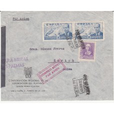 Historia Postal - España 1938 Edifil 855-882(2)  Las Palmas a Suiza Censura militar