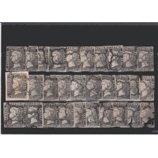 España Clásicos 1850 Edifil 1A Usado 30 sellos para estudio de plancha