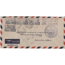 Historia Postal - España 1939 Edifil 886(4)  Sobre dirigido al ministro de la República de Cuba, Certificado por avión. Consulado de Cuba Santander