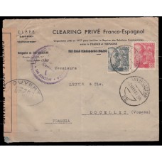Historia Postal - España 1939 Edifil 924/5  Sebastian a Docelles (Francia)