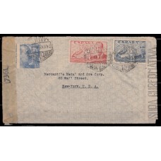 Historia Postal - España 1939 Edifil 926-940-946 Madrid a Nueva York, censura gubernativa