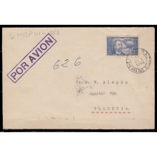 Historia Postal - España 1944 Edifil 983  Sobre 1º día circulada por avión