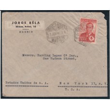 Historia Postal - España 1945 Edifil 991 Madrid a Nueva York