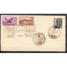 Historia Postal - España 1949 Edifil 1053 Con sello Africa Ooc. 3/4, Mtº Gomis 190-196 Congreso de Historia