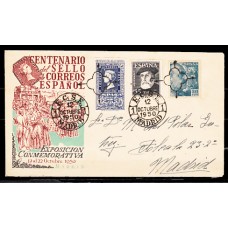 Historia Postal - España 1950 Edifil 1076 1035 1049 Mtº 12 octubre 1950