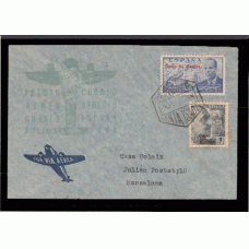 Historia Postal - Guinea Edifil 268/9 Marca aérea Primer vuelo directo Guinea julio 1948