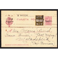España Enteros Postales 1931 Edifil 61FBa usado   Franqueos complementarios