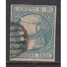 España Clásicos 1852 Edifil 16 Usado Matasello parrilla negro Bonito