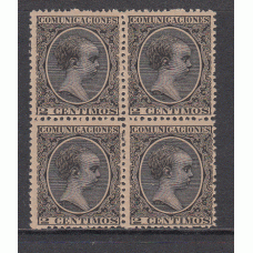 España Sueltos 1889 Edifil 214 ** Mnh  Bonito bloque de cuatro