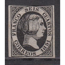 España Clásicos 1851 Edifil 6 * Mh  2 margenes justos