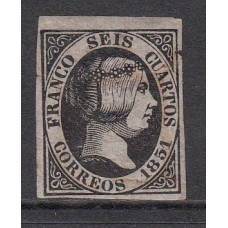 España Clásicos 1851 Edifil 6 * Mh  Defecto, pequeña rotura