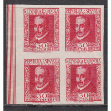 España Sueltos 1935 Edifil 691s Lope de Vega ** Mnh  bloque de cuatro sin dentar