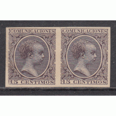 España Variedades 1889 Edifil 219s (*) Mng  Pareja prueba en azul sin dentar