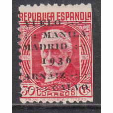 España Variedades 1936 Edifil 741dv * Mh  dentado vertical desplazado y un lado sin dentar