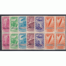 Andorra Española Beneficencia 1943 Edifil 7/12 Bloque de cuatro ** Mnh