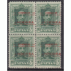 Andorra Española Variedades 1928 Edifil 3d ** Mnh bloque de cuatro