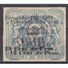 Fernando Poo Timbre móvil 1898 Edifil 47Ghh  Usado Doble sobrecarga Firma Graus