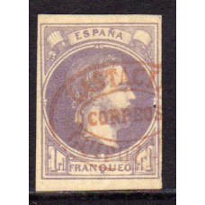 España Correo Carlista 1874 Edifil 158 Usado - Matasello ovalado rojo (Lastaola-Guipuzcoa)Firma Roig
