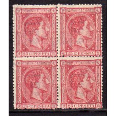 España Reinado Alfonso XII 1875 Edifil 166 ** Mnh  Bloque de cuatro - Normal