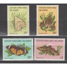 Cocos - Correo Yvert 101/4 ** Mnh Fauna. Mariposas