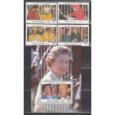 Gambia - Correo 1991 Yvert 1019/22+H.110 ** Mnh  Isabel II