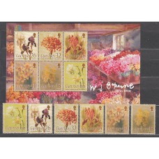 Guernsey - Correo 2005 Yvert 1043/48+H.56 ** Mnh Flores