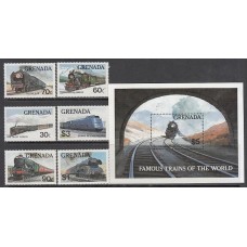 Grenada - Correo 1982 Yvert 1055/60+H.106 ** Mnh Trenes