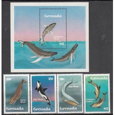 Grenada - Correo 1982 Yvert 1072/5+H.109 ** Mnh Fauna marina