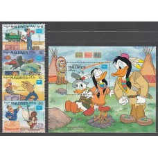 Maldives - Correo Yvert 1073/6+H.120 ** Mnh  Walt Disney