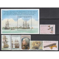 Jamaica - Correo Yvert 1084/9 + H 53 ** Mnh Batalla de Trafalgar