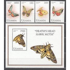 Uganda - Correo Yvert 1088/91+H 199 ** Mnh  Fauna mariposas