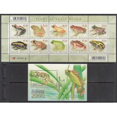 Africa del Sur Yvert Correo 1100/9 + Hb 78 ** Mnh  Fauna ranas