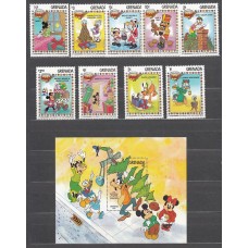 Grenada - Correo 1983 Yvert 1102/10+H.114 ** Mnh Navidad Walt Disney