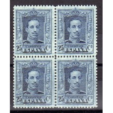 España Reinado Alfonso XIII 1922 Edifil NE 24 ** Mnh  Bonito bloque de cuataro