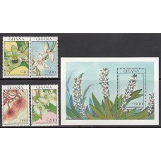 Ghana - Correo 1990 Yvert 1154/7+H.157 ** Mnh  Flores